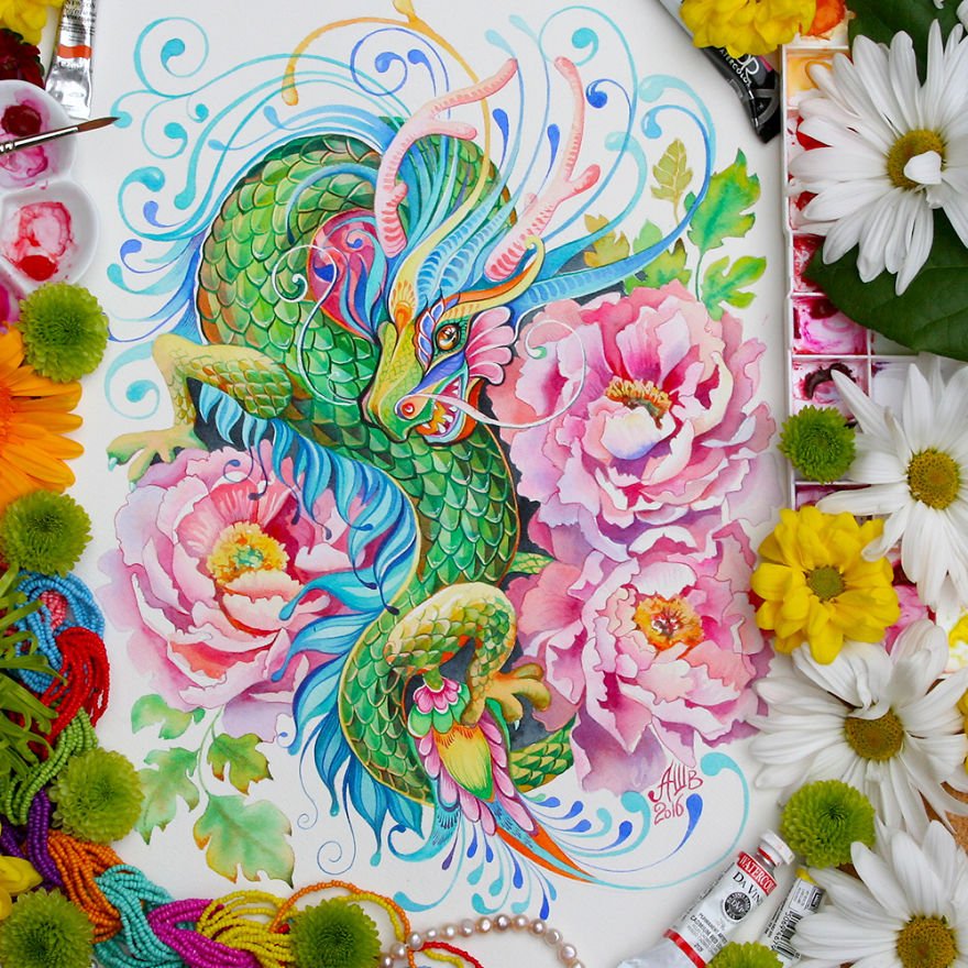十二生肖水彩画,美到窒息!