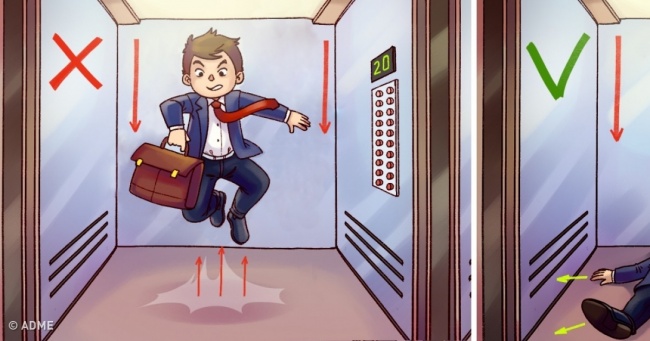 俄罗斯人教你:如何在电梯坠落的时候自救!