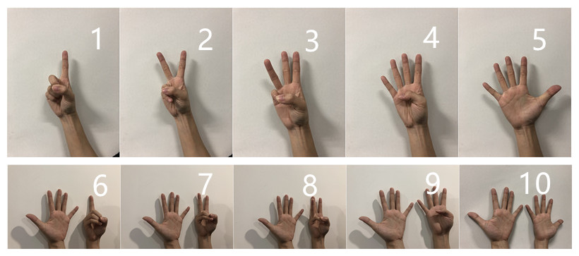 这是 日本的数字手势,有两个版本,感觉换绕晕.