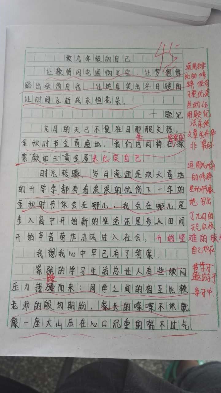 致九年级的自己(学生作文分享)_河南范县思源
