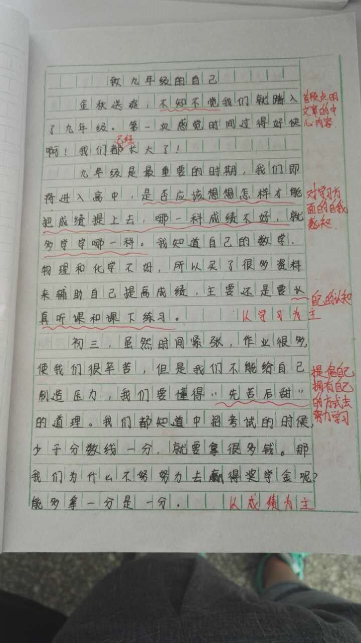 致九年级的自己(学生作文分享)_河南范县思源