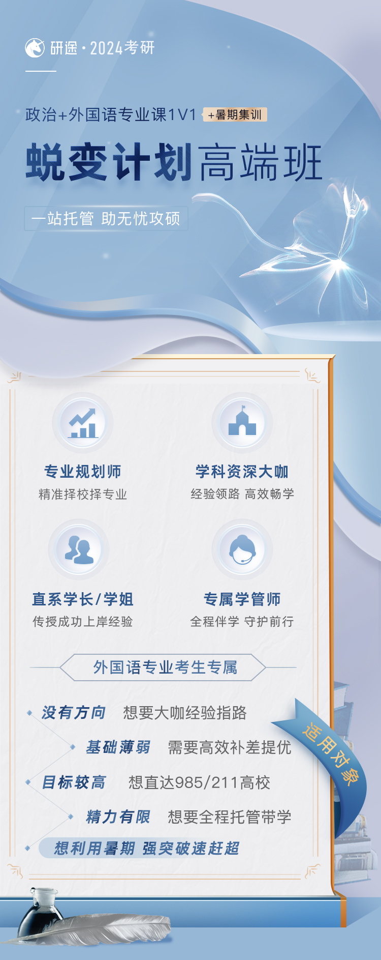 2024考研蜕变计划高端班【政治+外国语专业课1对1+暑期集训营】