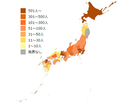 日本最新新型冠状肺炎确诊人数及地区分布：2022年8月15日