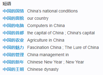 中国的用英语怎么说