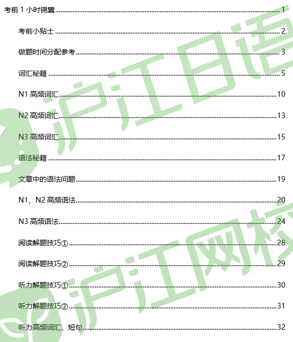 日語能力考n1n2n3學習資料免費領取