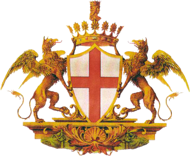 传统意义上它由圣乔治十字所代表,左右两边由两个穿着武器外套的狮鹫