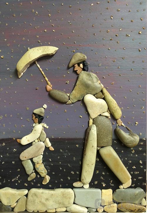 来自父亲和儿子的石头艺术品