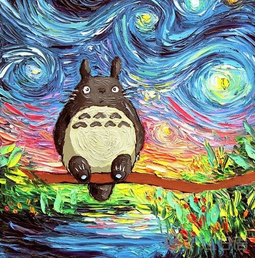 艺术新花样:梵高星月夜搭配动漫角色