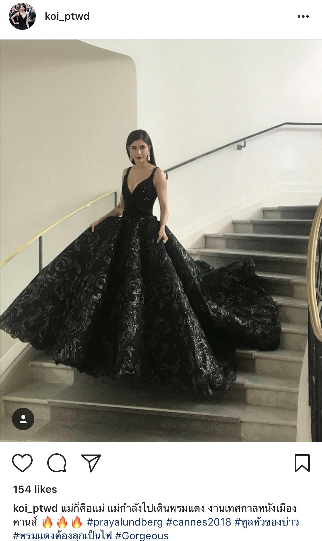 poo praiya携时尚look亮相戛纳电影节