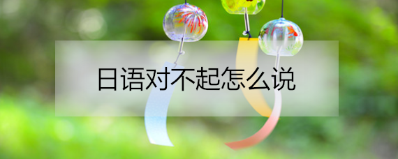 日语中对不起怎么说