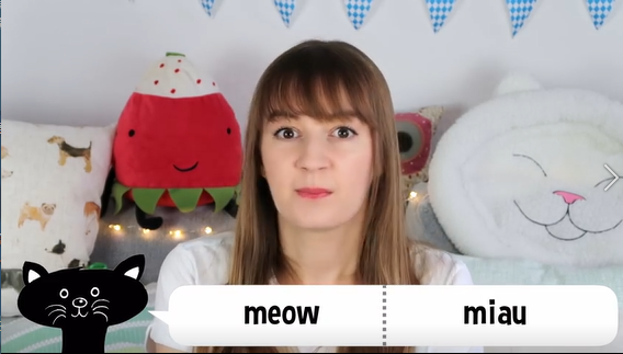 猫的叫声(英语:meow ,德语:miau) 说到动物叫声,德语君脑子里第一