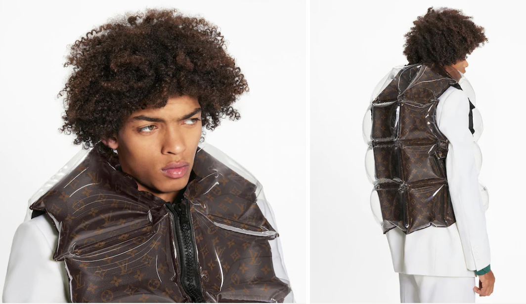 除了这套空气背心外,lv今天还出了一套"移动的建筑"夹克衫,也是被大家