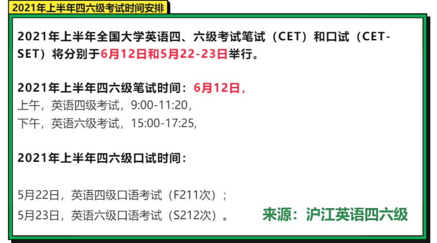 2021年上半年四六级考试时间定了？报名工作也启动啦~