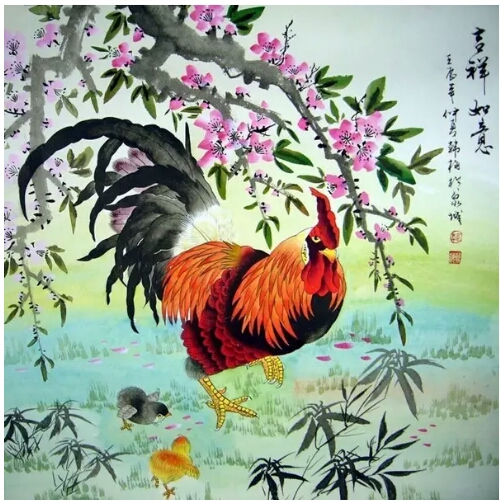 题金鸡报晓图